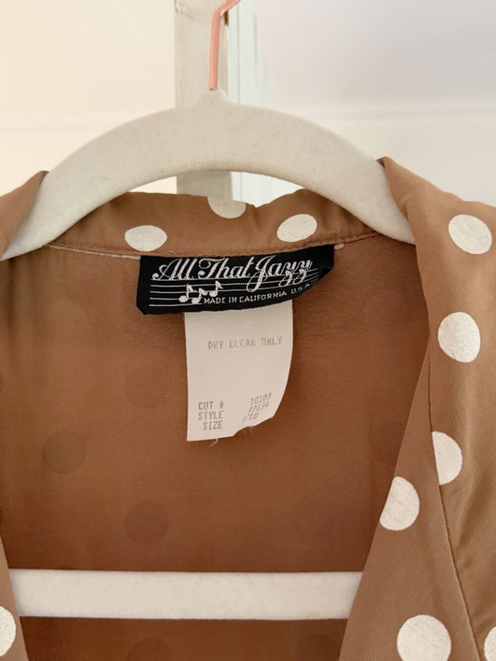 All That Jazz Vintage 90s Polka Dot Belted Buttoned Midi Dress Size 9/10 Brown - Picture 9 of 9